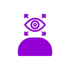Appearance, aspect, design, eye, look, view, creative vision dark violet color icon