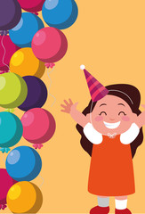 cute happy girl with birthday balloons helium