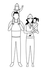 family avatar cartoon character black and white