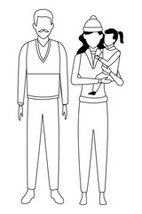 family avatar cartoon character black and white