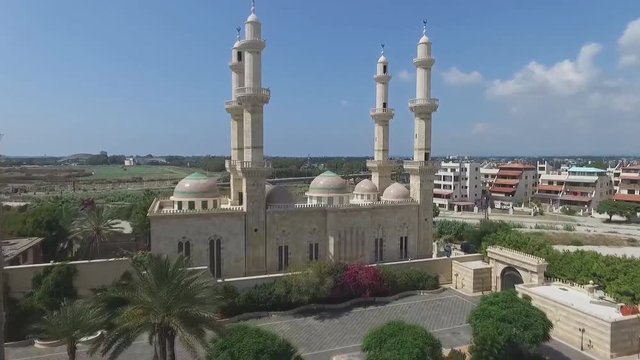 Syria, Latakia. The flight of a drone near the Mosque.