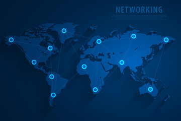 Global network connection blue background, vector