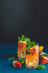 Grapefruit and mint gin tonic drink
