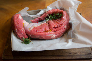 Fresh and raw beef meat.