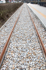 Fototapeta premium tram tracks in the city