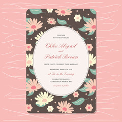 wedding invitation with floral pattern background