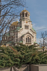 Fototapeta na wymiar Amazing view of Ancient St. Sophia Church and Monument of the Unknown Soldier in Sofia, Bulgaria