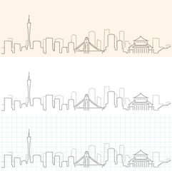 Obraz premium Guangzhou Hand Drawn Skyline