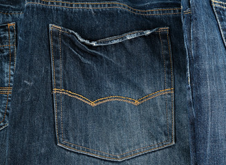 back pocket on blue jeans, full frame