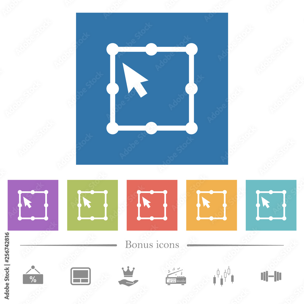 Poster free transform object flat white icons in square backgrounds