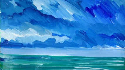 Drawing of the sea and sky.