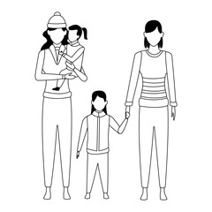 women carrying children black and white