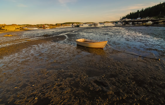 Dinghy on Mud Flats at Low Tide