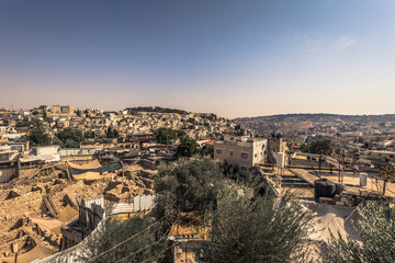 Fototapeta na wymiar Jerusalem - October 04, 2018: Panoramic view of East Jerusalem, Israel
