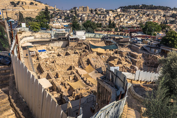 Jerusalem - October 04, 2018: Ruins of the Ancient city of David in the old City of Jerusalem,...