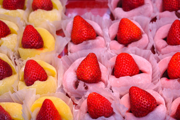 Strawberry daifuku mochi sweets