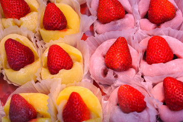 Strawberry daifuku mochi sweets