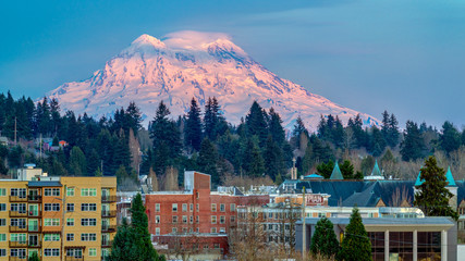 Downtown Olympia And Mount Rainier