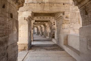 Interior columns in the Arles amphitheatre. The Arles Amphitheatre is a Roman amphitheatre in the southern French town of Arles