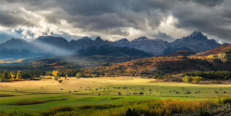 Autumn at a cattle ranch in Colorado near Ridgway - County Road 9	- Ralph Lauren Double RL - Rocky Mountains - obrazy, fototapety, plakaty