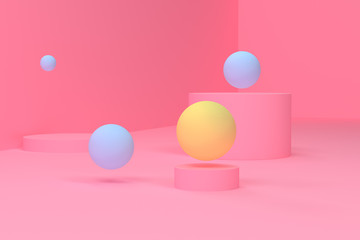 Minimalist geometrical abstract shpae. 3D render, trend poster, Illustration Background.