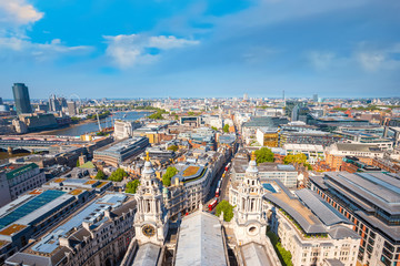 Fototapeta na wymiar View of London cityscape from the Golden Gallery of St. Paul's Cathedral
