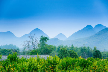 Landscape of the mountains and countryside 