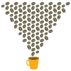 Coffee beans and mug