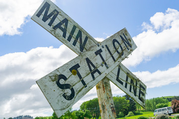 Old railway crossing sign