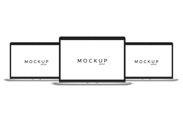 3 laptop computer notebook mockup vecter all isolated on background