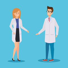 Fototapeta premium woman and man chemists to professional diagnosis
