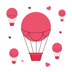 balloons air hot flying with hearts