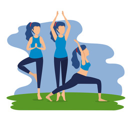 Obraz na płótnie Canvas women practice yoga posture harmony