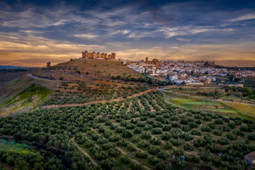 Castillo de Bury Al-Hammam in Banos de la Encina La Mancha province Spain old medieval castle with...