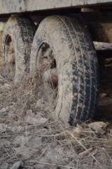 Fototapeta na wymiar Old muddy tires