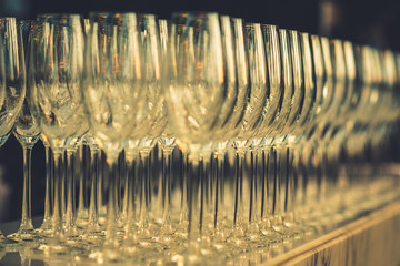 Arrange the champagne glass for preparing the party.