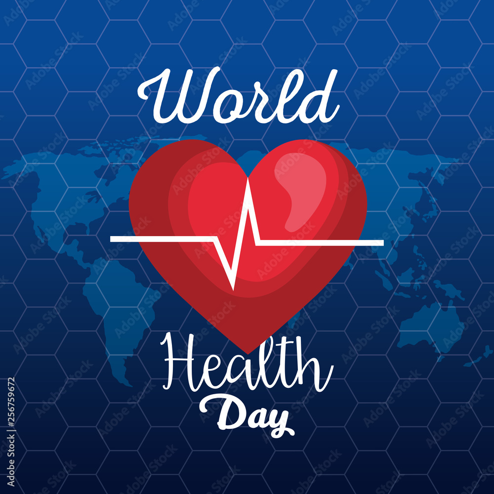 Wall mural heartbeat diagnosis to world health day