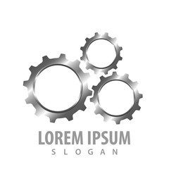 Shiny gear in 3D style concept design. Symbol graphic template element vector