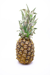 single whole pineapple isolated on white background