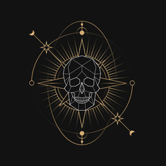 Geometric skull astrological tarot card