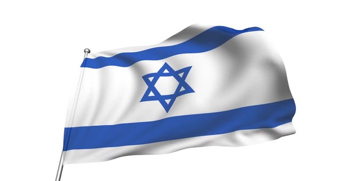 flag of Israel in the wind (alpha channel, semi-transparent, loopable)