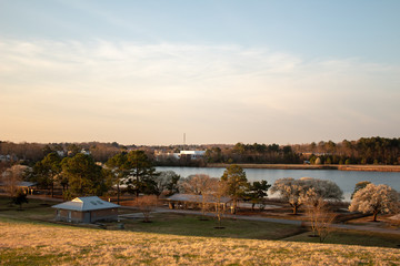 sunset over the river
