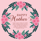 mothers day card with flowers plants decoration