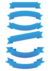 set of blue ribbon banner icon