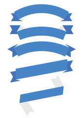 set of blue ribbon banner icon