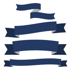 set of blue ribbon banner icon