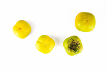 overhead view of persimmon isolated on white background
