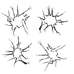hand drawn cracked glass vector illustration