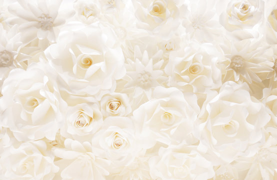 白いバラ、ペーパークラフト、背景素材