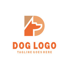 Letter D For Dog Logotype. Modern And Line. Animal and Mascot. Head Dog Vector Logo Icon Symbol.